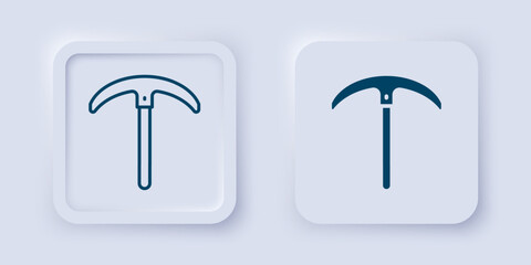 Wall Mural - Filled and outline Pickaxe icon isolated on grey background. Square button. Vector