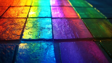 Wall Mural - Vibrant Rainbow Colored Tiles Abstract Background