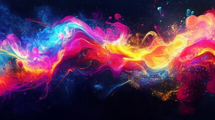 Wall Mural - Vibrant Abstract Cosmic Nebula with Swirling Colorful Energy