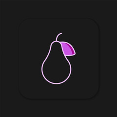 Wall Mural - Filled outline Pear icon isolated on black background. Fruit with leaf symbol. Flat filled outline style with shadow. Vector