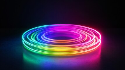 Wall Mural - Vibrant Neon Rings Abstract Background