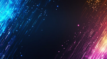 Wall Mural - abstract neon light streaks: dynamic, vibrant streaks of blue and orange neon light create an abstra