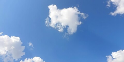 Wall Mural - clear blue sky with fluffy white clouds, weather, cloudscape, heavenly