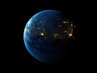 earth at night stunning blue planet glowing city lights space view