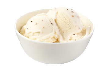 Wall Mural - A close-up of a scoop of white vanilla ice cream with a light, fluffy texture isolated on white background