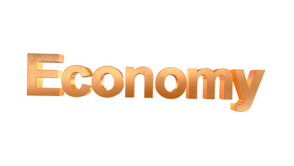 3d Economy text with golden and rainbow effects isolated on a transparent background. 3d elements for graphic design.