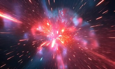 Wall Mural - Vibrant cosmic explosion with colorful light bursts in space