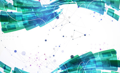 Sticker - abstract wave of rectangles with plexus elements. hand drawn vector.
