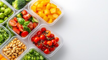 Fototapete - Fresh Colorful Vegetables and Fruits in Transparent Containers