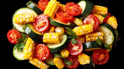 Poster - Fresh Colorful Vegetable Salad with Zucchini, Corn, and Tomatoes