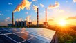 © Sansern - Stunning Sunset Over Power Plant and Solar Panels at Energy Site