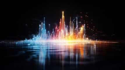 Wall Mural - comparing volatility in artificial intelligence with a stunning glowing chart