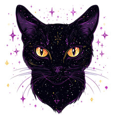 Wall Mural - PNG A gothic vector illustration of an isolated gothic animal celestial mystical purple.