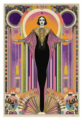 Wall Mural - PNG A gothic vector illustration of an isolated tarot card art mystical patterns.