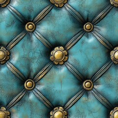 Seamless decorative upholstery leather in blue vintage color pattern