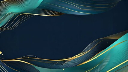 Wall Mural - Elegant abstract background featuring flowing lines, gold and teal waves, and modern design texture for captivating visual appeal.