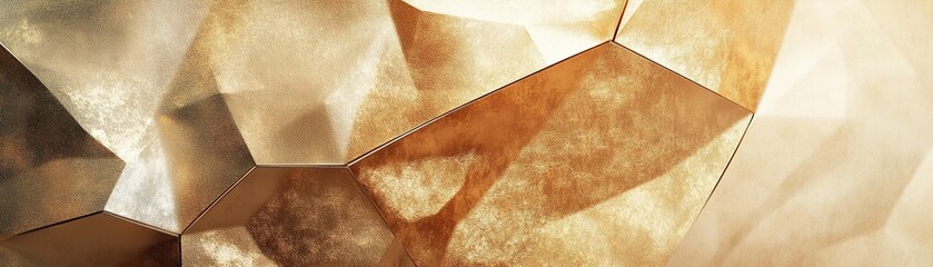 Wall Mural - This background showcases a blend of gold and copper hues, enhanced by geometric patterns and subtle textures on a neutral backdrop, ideal for text overlays and refined presentations