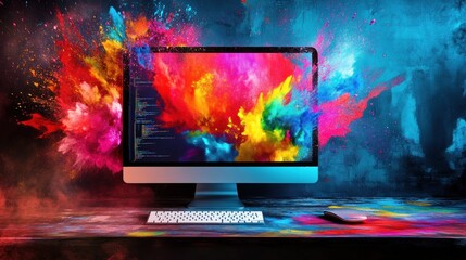 Vibrant Digital Explosion: A Colorful Symphony of Code and Creativity
