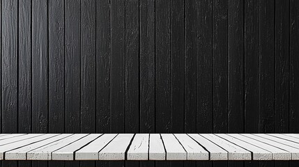 Poster - White wood shelf against black wood wall.