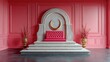 © AFFANYUDA - Pink throne room with ornate stone dais and crescent moon.