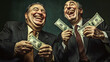 © LucyJ - A satirical cartoon style image on the theme of corruption in politics or business, powerful middle aged men with money. Landscape 16:9