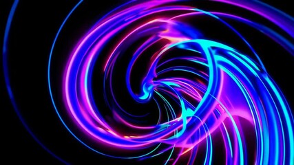 Poster - Neon light swirl with vibrant blue and purple colors, abstract digital artwork. Futuristic and dynamic energy concept