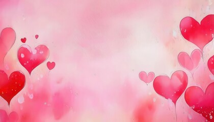 Poster - whimsical watercolor heart design with pink and red gradients, perfect for romantic cards, valentine's themes, or heartfelt messages