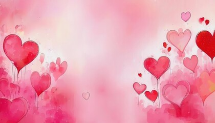 Poster - whimsical watercolor heart design with pink and red gradients, perfect for romantic cards, valentine's themes, or heartfelt messages