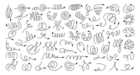 Wall Mural - spirals. springs illustrations different type of drawn spirals with arrows ending recent vector temp