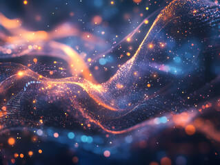 Wall Mural - blue digital background technology wave technological operations neural networks ai big data transmi