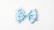 © GMeta - Elegant sky blue silk ribbon bow on white backdrop