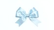 © GMeta - Elegant sky blue silk ribbon bow on white backdrop
