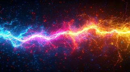Leinwandbilder - Vibrant branching electrical sparks in a dynamic multicolored display set against a transparent background creating a visually striking and energetic composition