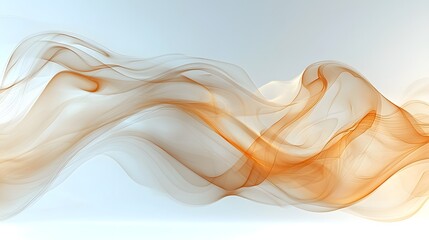 Poster - Graceful patterns of warm wispy smoke flowing in delicate shimmering lines as they drift gently across a serene white background creating a calming meditative aesthetic