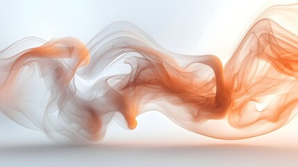 Poster - Warm Hued Drifting Smoke with Soft Flowing Shapes on Clean White Background Emphasizing Elegance and Subtlety in Abstract Digital Art