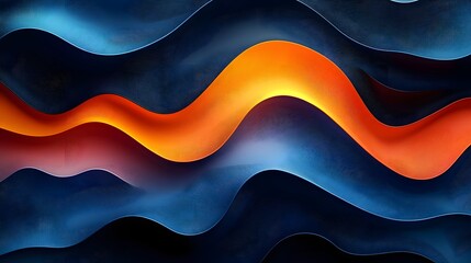 Leinwandbilder - Captivating abstract background featuring dynamic gradient wave shapes and noise texture in a combination of vibrant blue orange and black tones  Perfect for contemporary digital art poster design