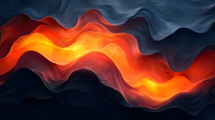 Aufkleber - Mesmerizing abstract gradient wave texture with fiery glow and moody atmospheric feel  Vibrant dynamic artwork with undulating organic shapes and shimmering luminous hues that create a captivating
