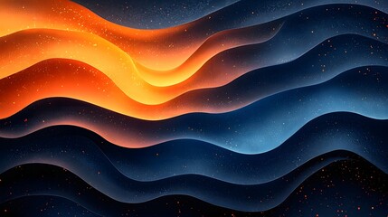 Leinwandbilder - Mesmerizing fluid gradient waves in a cosmic color palette of deep blue vivid orange and dark black create a captivating visually striking background or header design  The dynamic