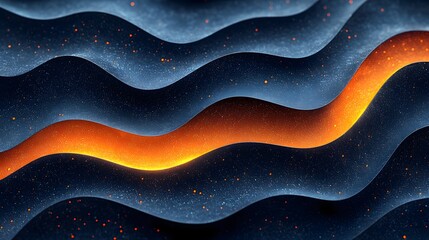 Aufkleber - Stunning abstract background featuring a dramatic gradient of blue orange and black with flowing wave shapes and a textural noise overlay perfect for modern web and print headers covers