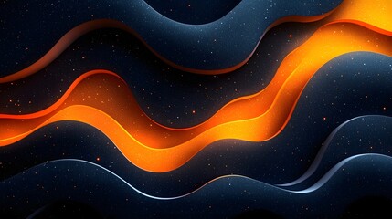 Leinwandbilder - Stunning grainy gradient abstract background with dynamic blue orange and black flowing wave shapes  Perfect for modern banner cover website or digital art design projects
