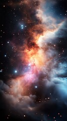 Wall Mural - Vibrant cosmic fabric woven with colors and distant stars ignites the imagination in a mesmerizing galactic display. Generative AI