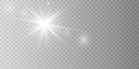 Wall Mural - glow isolated white transparent light effect set, lens flare, explosion, glitter, line, sun flash, s