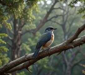 Wall Mural - Bird perched on a tree branch in the Patagonian forest, wildlife photography, tree branches, avian behavior