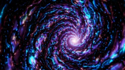 Spiral galaxy with vibrant cosmic colors and glowing center, deep space exploration concept