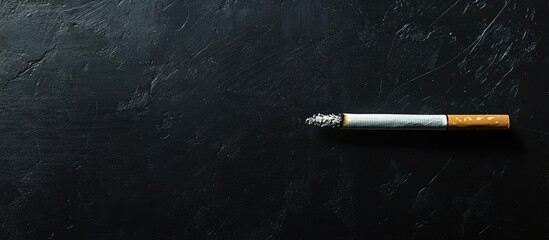 Wall Mural - detailed close-up of a cigarette on a dark textured surface with ample blank space for text incorpor