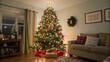 © ศุภารักษ์ วงค์อินทร์ - Christmas tree decorated with ornaments and lights in a living room, holiday decor, holiday decorating, living room christmas, cozy room, colorful lights