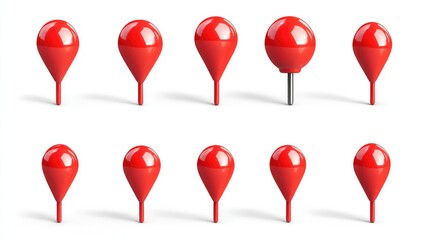Set of Red Loaction Sign Mark Isolated on white background