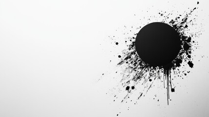 Wall Mural - minimalist abstract background showcasing a white wall with black paint splatter and a central accen