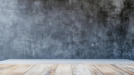 Wall Mural - modern kitchen interior with gray wall texture white counter and wooden floor contemporary space des