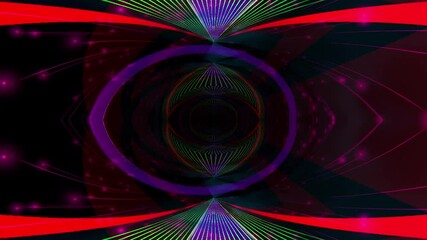 Poster - Dynamic abstract concentric circles and colorful lines, creating a futuristic and hypnotic aesthetic.